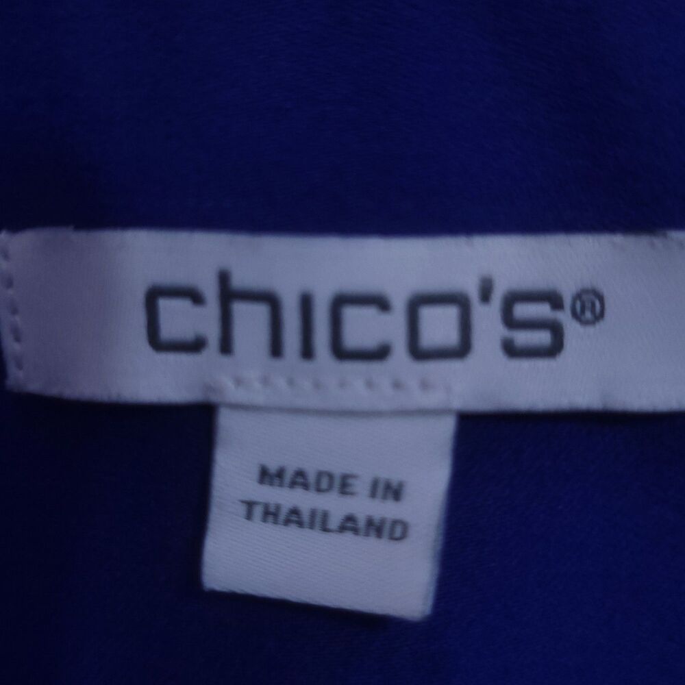 Chico's Shirt Womens 16 Size 3 Blue Button-Front Flip Cuff Blouse Career Casual - Picture 3 of 9